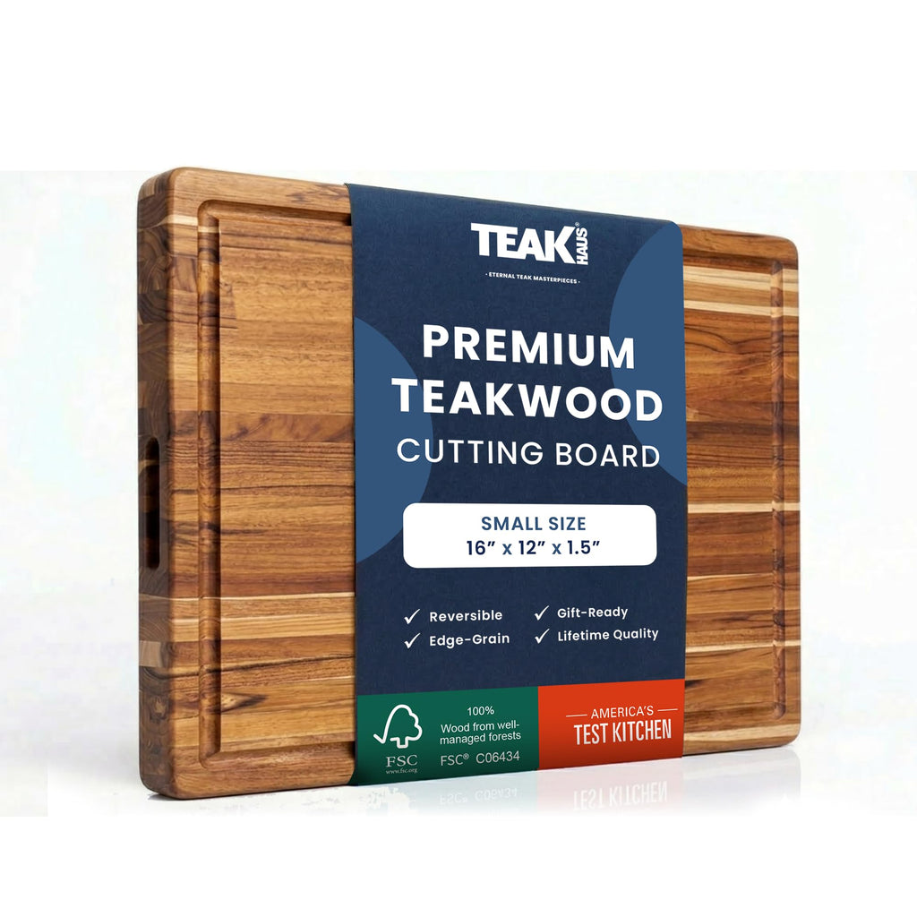 Teakhaus Edge-Grain Teak Wood Carving Board with Juice Groove, Extra Large