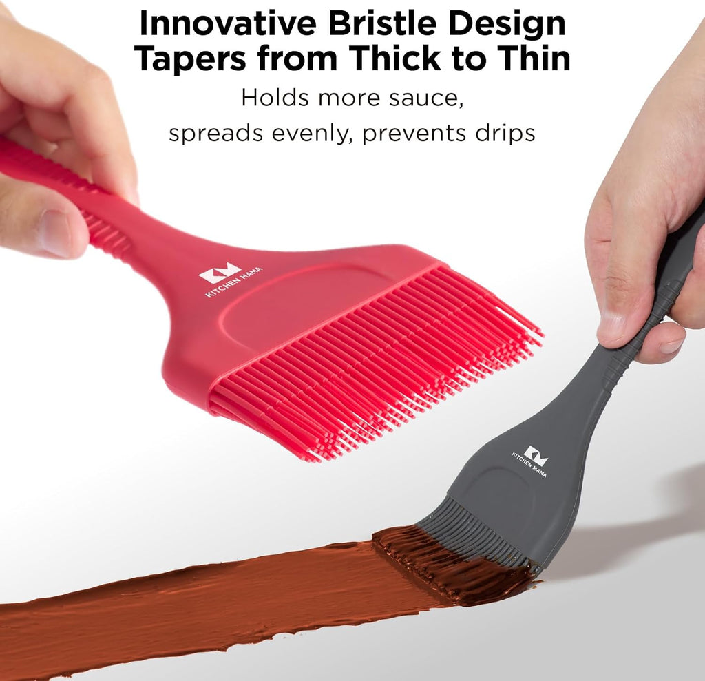 Kitchen Mama Platinum Silicone Extra Wide Pastry & Basting Brush Set