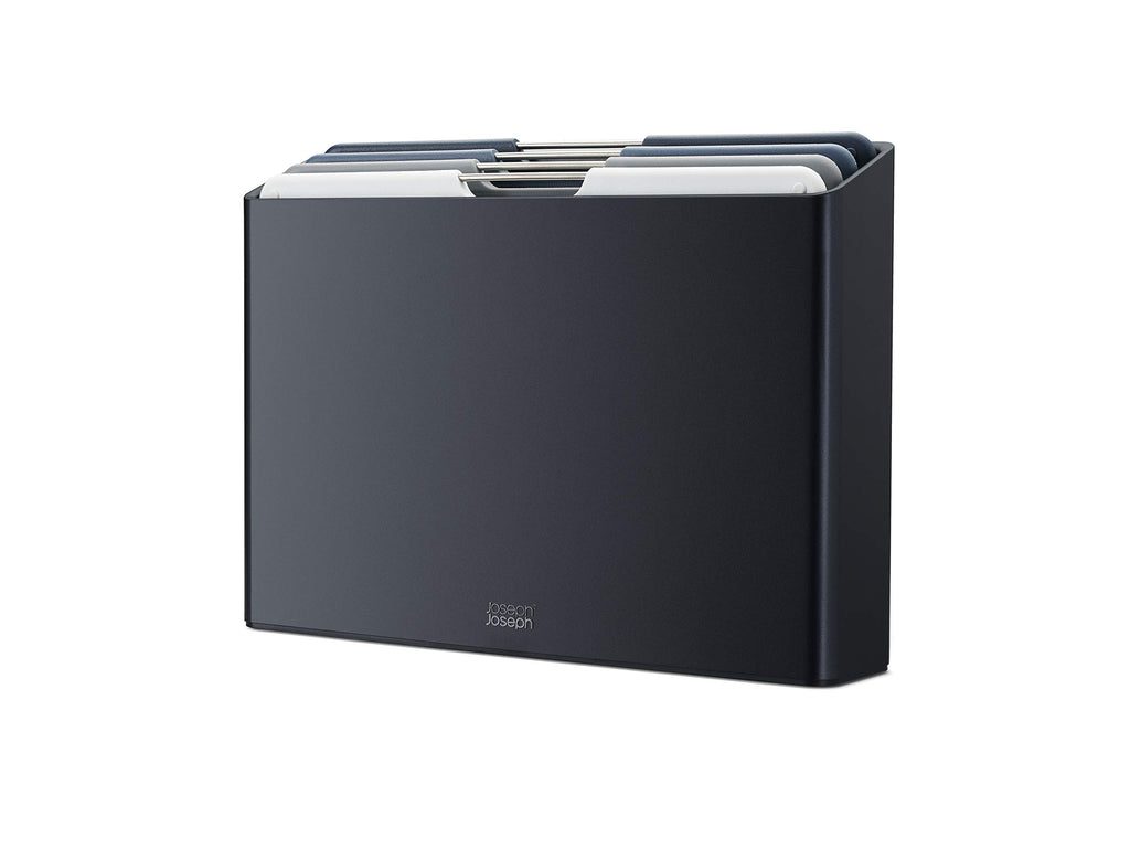 Joseph Joseph Folio 4-Piece Colour coded Cutting Board Set, Slimline case for organized Kitchen storage, Graphite