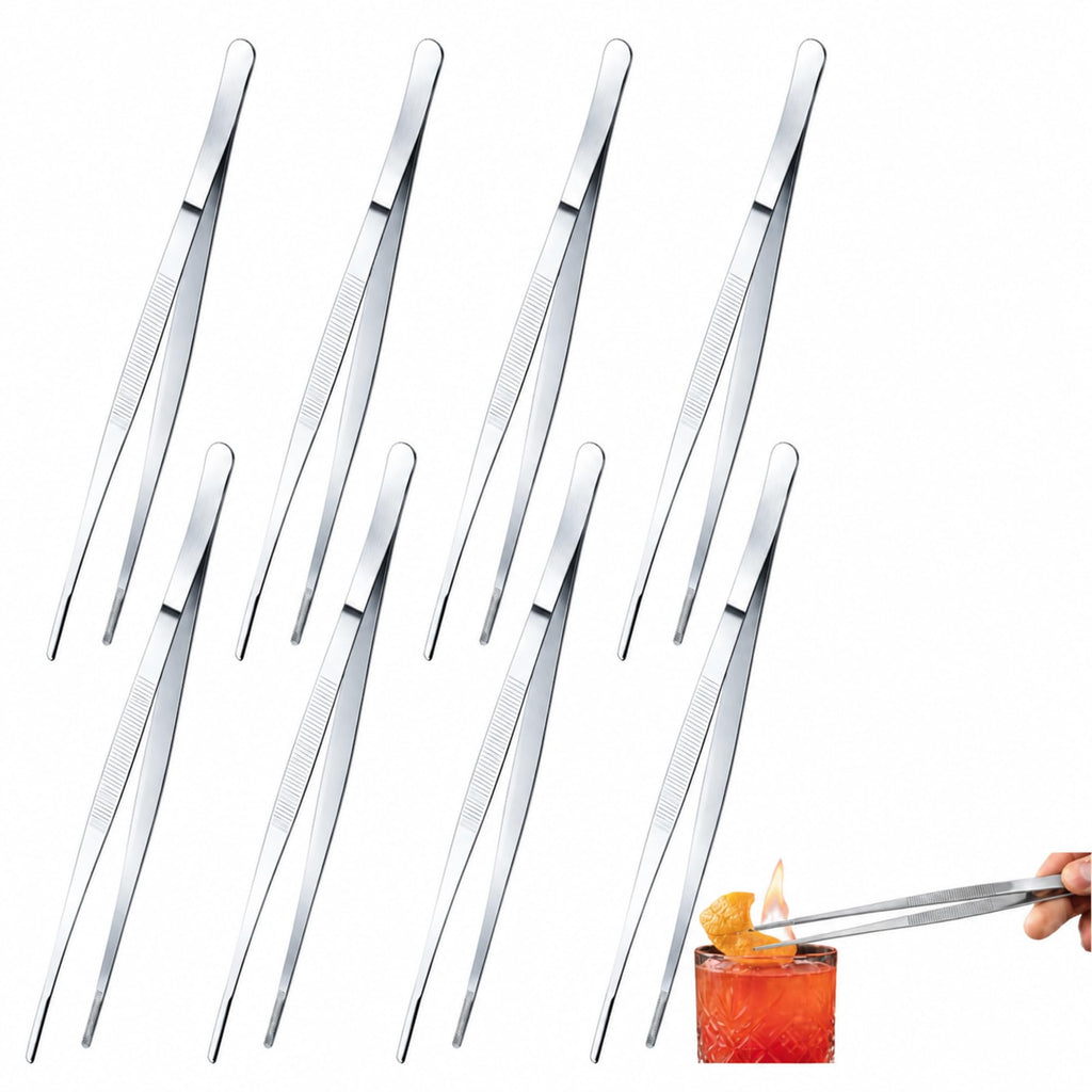 Yaomiao 4 Packs 12 Inch Cooking Tweezers Bar Kitchen Tongs, Silver