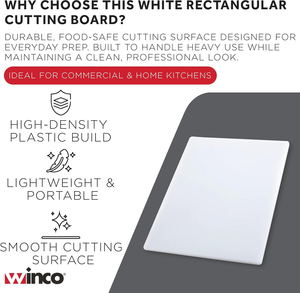 Winco Cutting Board, 18 by 24 by 1/2-Inch, White, 18" x 24"