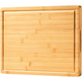 Bamboo Cutting Board for Kitchen, 18" Large Wood Charcuterie Cheese Board, Wooden Chopping Block with Side Handles and Juice Grooves