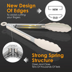 HOTEC Stainless Steel Kitchen Tongs with Silicone Tips, Set of 2-9" and 12"