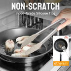 HOTEC Stainless Steel Kitchen Tongs with Silicone Tips, Set of 2-9" and 12"