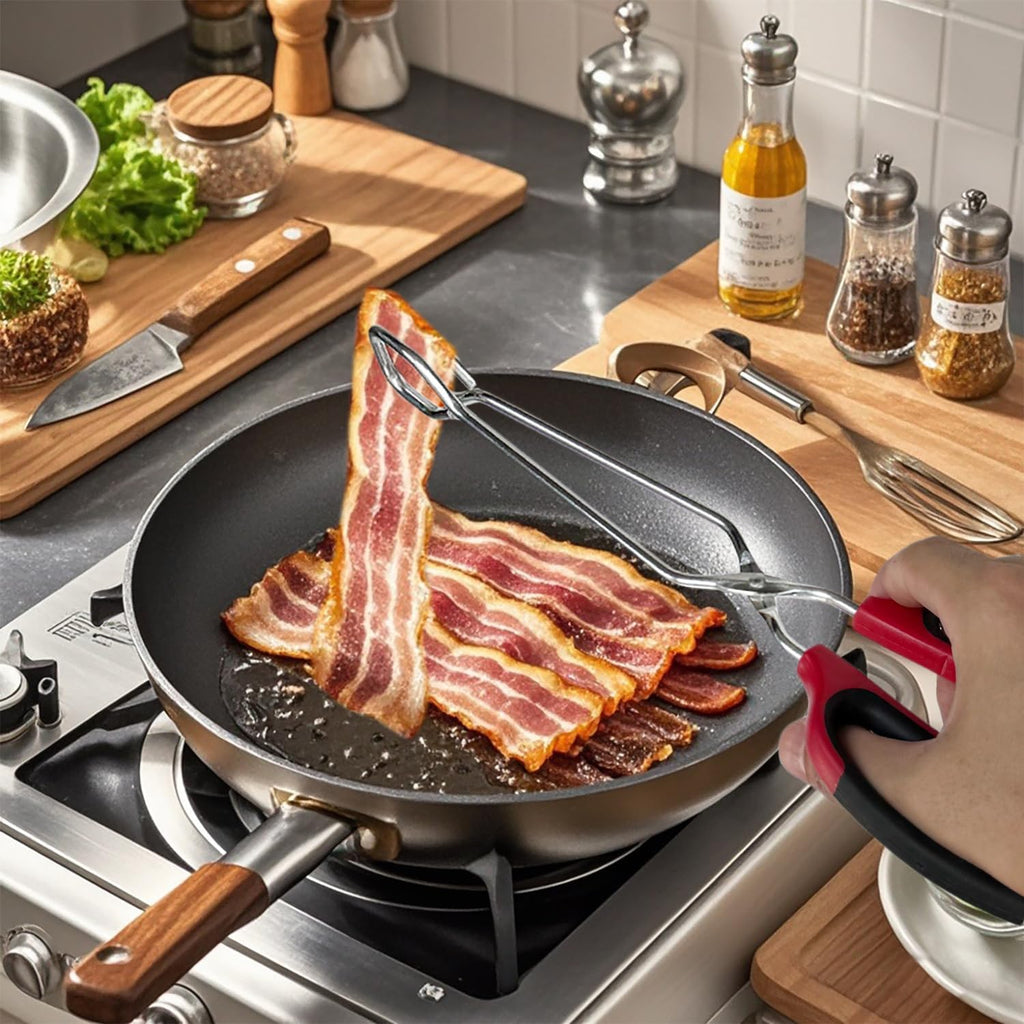 HINMAY Stainless Steel Kitchen Scissor Tongs Set, Set of 3 (10/12/16 Inch)