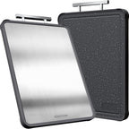Kikcoin 17"×11" 304 Stainless Steel Cutting Boards for Kitchen, Dishwasher Safe Food Grade PP Double Sided Cutting Board, Extra Large Non-Toxic Chopping Board for Meat, Cheese & Charcuterie, Black