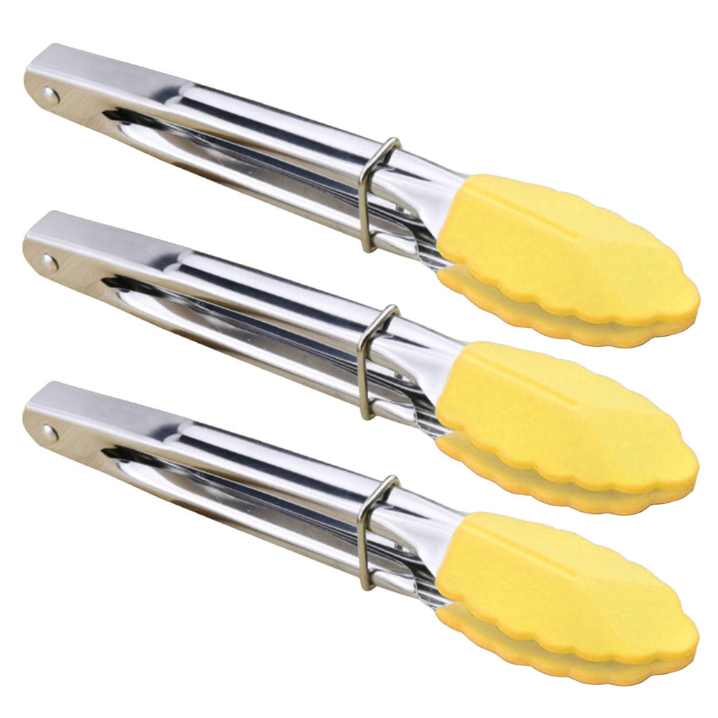 HINMAY Small Tongs with Silicone Tips 7-Inch Mini Serving Tongs, Set of 6