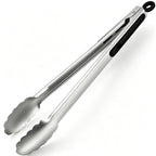 Stainless Steel Cooking Tongs Set of 3 - Heavy Duty 12/9/7 Inch Locking Tongs, Heat Resistant to 600 Degrees, Food Grade Kitchen Metal Tong for Food, Salad, & BBQ - Dishwasher Safe