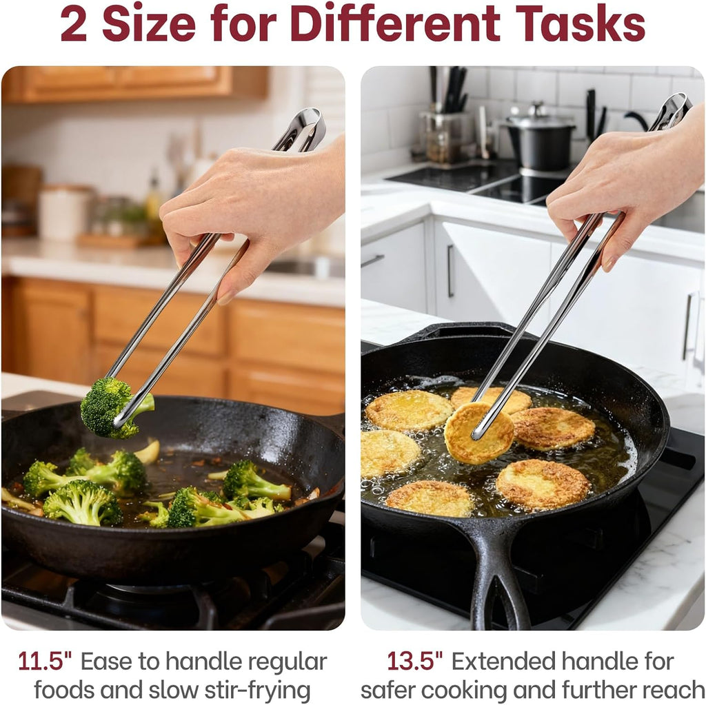 Precise Serrated Non-Slip Tips Cooking Tongs 2 Set (11.5" & 13.5")