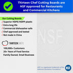 Thirteen Chefs Plastic Cutting Board - 18 x 12 x 0.5 Inch, Professional Grade HDPE, NSF Approved, Large Size and Dishwasher Safe
