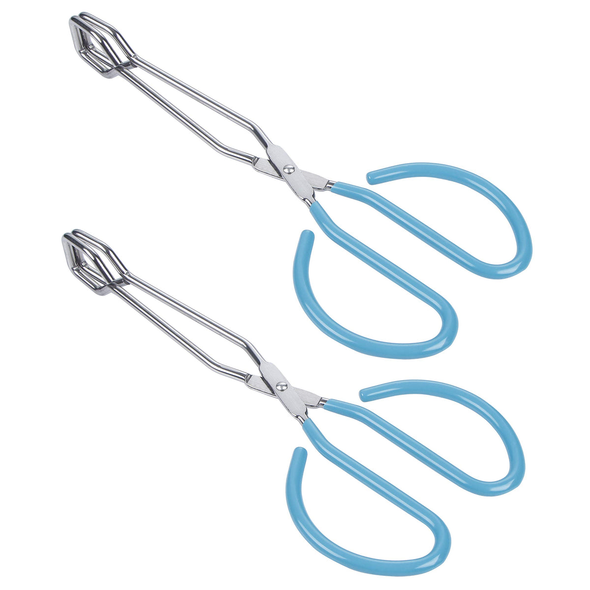 MSY BIGSUNNY Scissor Tongs Heavy Duty Cooking Tongs with Soft Handles (Stainless Steel, blue 10")