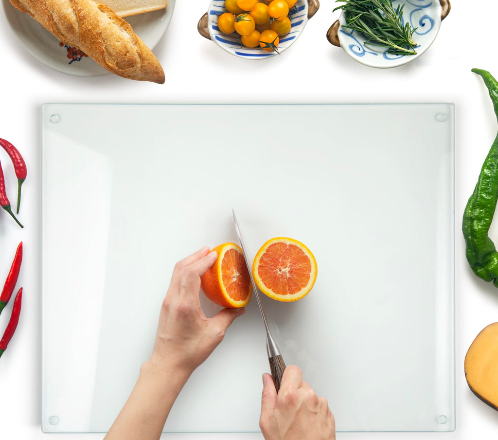 Kitchenville Glass Cutting Board 16"x12": Tempered Glass Kitchen Counter Protector - Durable- Scratch-Resistant, Heat-Proof - Clear Design