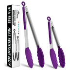 HOTEC Stainless Steel Kitchen Tongs with Silicone Tips, Set of 3-7",9" &12"