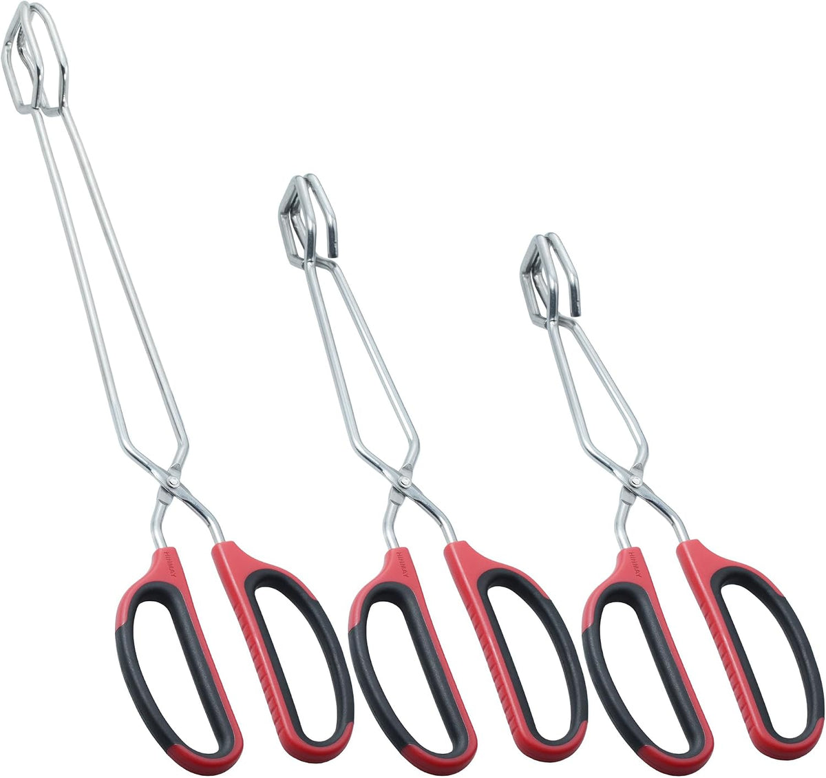 HINMAY Stainless Steel Kitchen Scissor Tongs Set, Set of 3 (10/12/16 Inch)