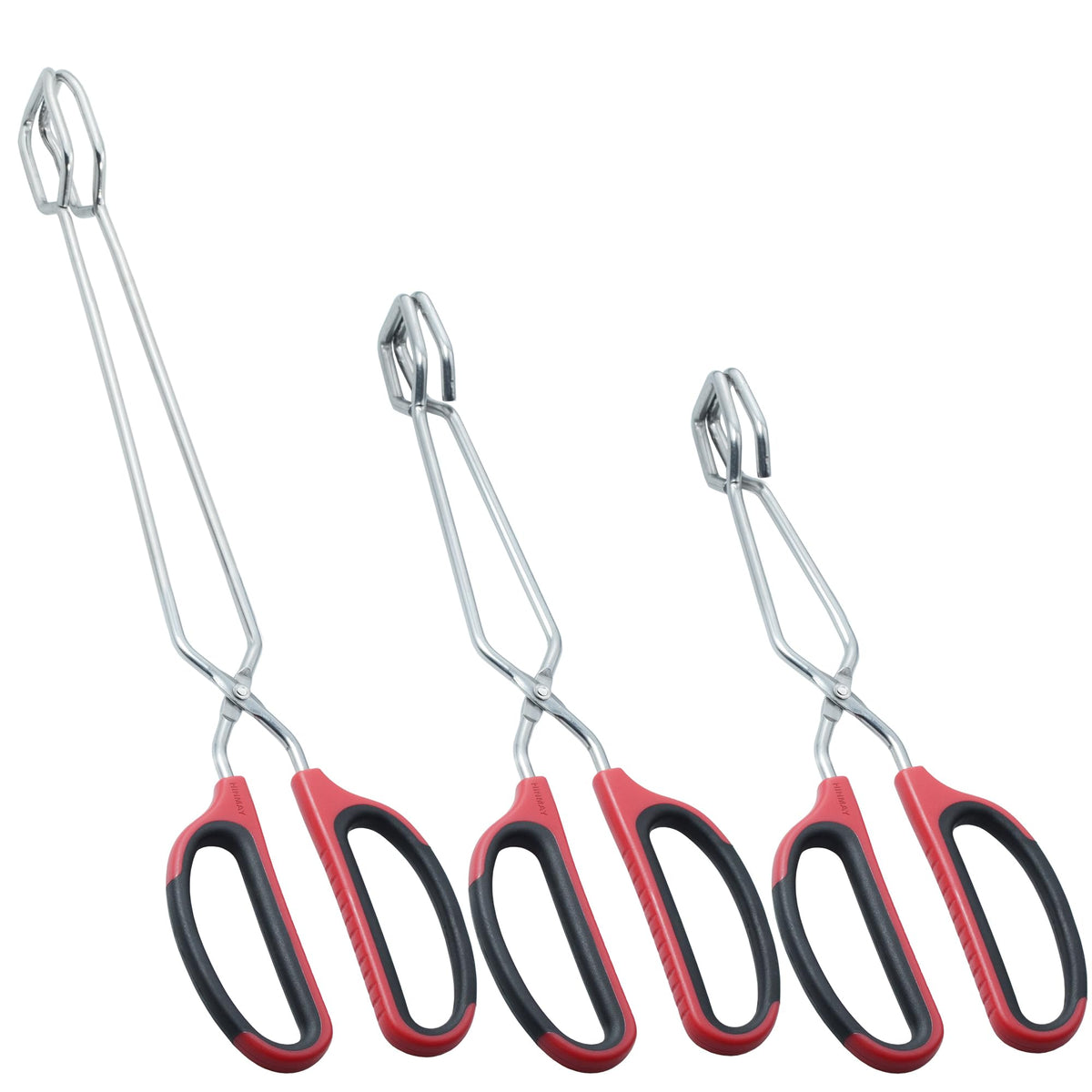 HINMAY Stainless Steel Kitchen Scissor Tongs Set, Set of 3 (10/12/16 Inch)
