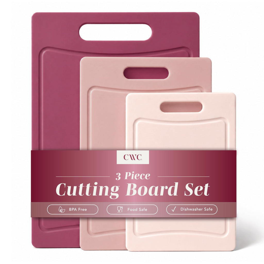 COOK WITH COLOR Non-Slip Cutting Board Set – Kitchen Essentials with Easy Grip Handle for Meat, Veggies, and Fruits, 4 Cutting Boards, Black