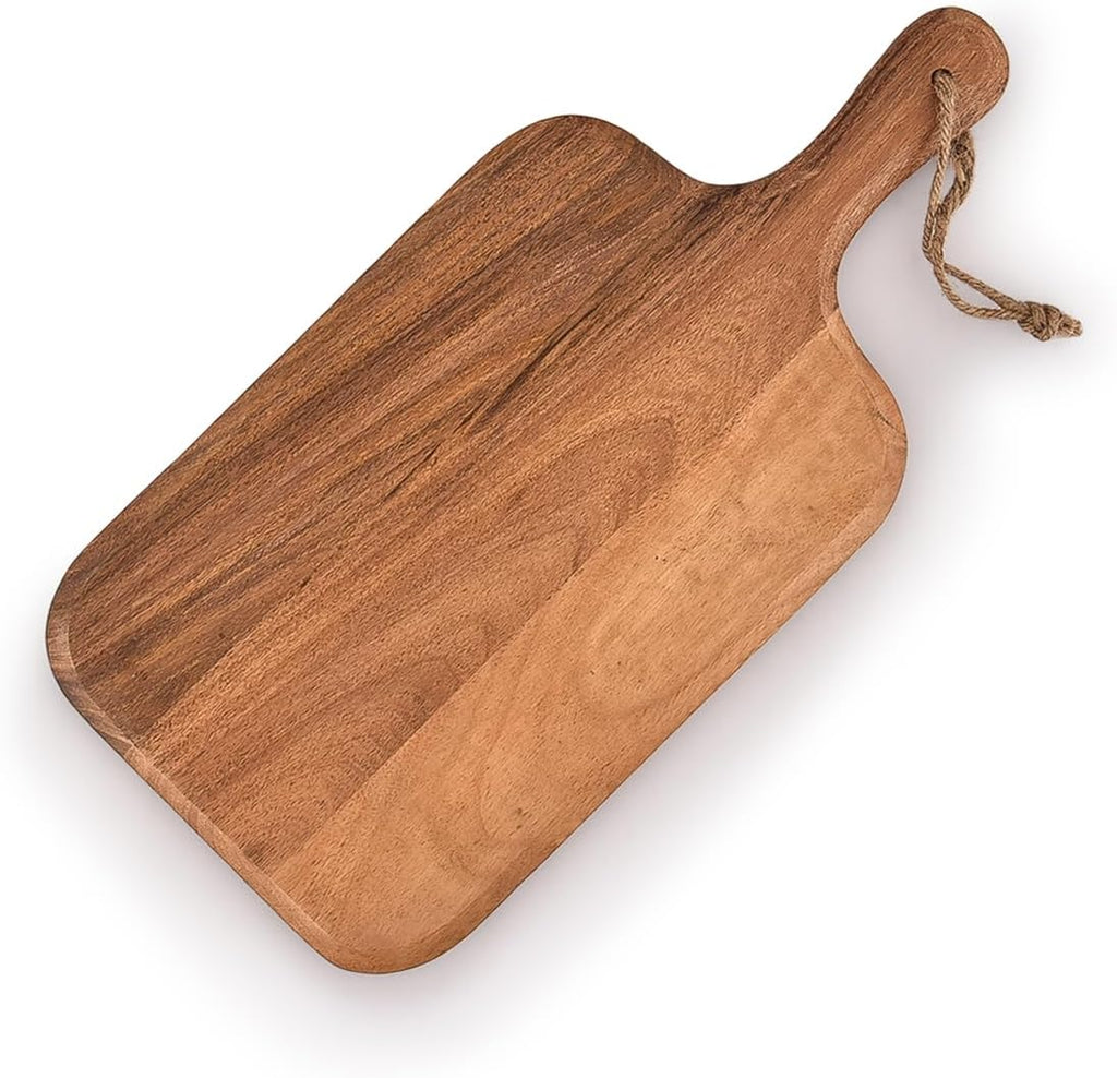 Samhita Acacia Wood Cutting Board, for Meat, Cheese, Bread, Vegetables & Fruits, with Grip Handle (15" x 7")