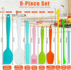 9-Piece Silicone Spatula Set with Brush & Jar Scrapers