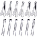 JCREN 12 Pcs Serving Tongs, Small Serving Utensils for Parties Catering Gold Tongs, Small Stainless Steel Mini Appetizer Tongs for Tea Party Coffee Bar, 4 Inches - Gold