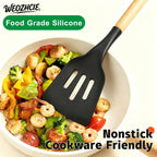 Silicone Cooking Utensil Set,10 PCS Cooking Kitchen Utensils Set, Nonstick Kitchen Utensils 446°F Heat-Resistant Cookware Tools of Spoon,Brush,Whisk,Spatula,Turner Tongs (Black)