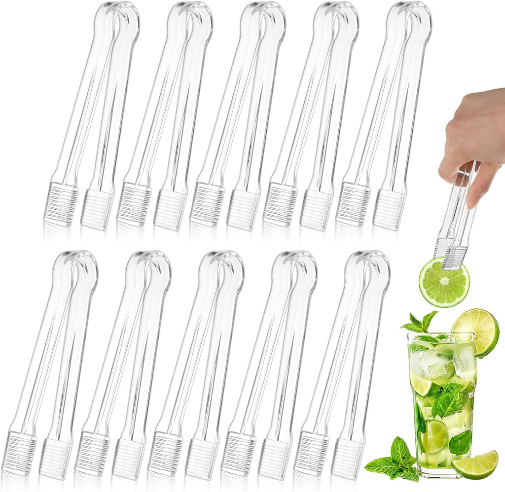 PEASUG 10 PCS Plastic Serving Tongs, Disposable Plastic Tongs