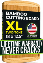 INDESTRUCTIBLE Bamboo Cutting Board (Extra Large) with Vertical Grain Strength Technology - Non Toxic, Spacious and Lightweight 18" XL Chopping Board Gift - Replacements for Life