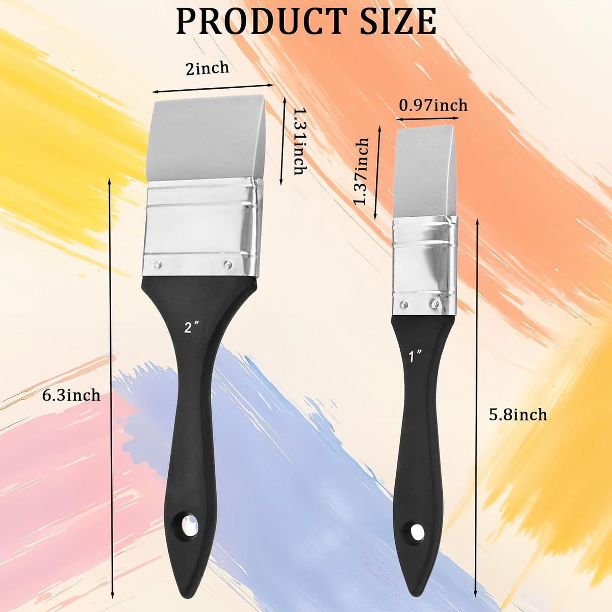 1 Inch & 2 Inch Silicone Paint Brush, Flat Color Shapers for Artist Acrylic