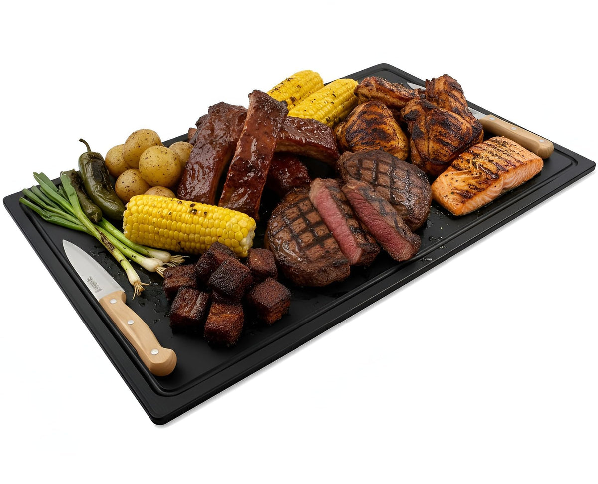 Thirteen Chefs 18x12 White Cutting Board with Groove, 1/2" Thick Plastic