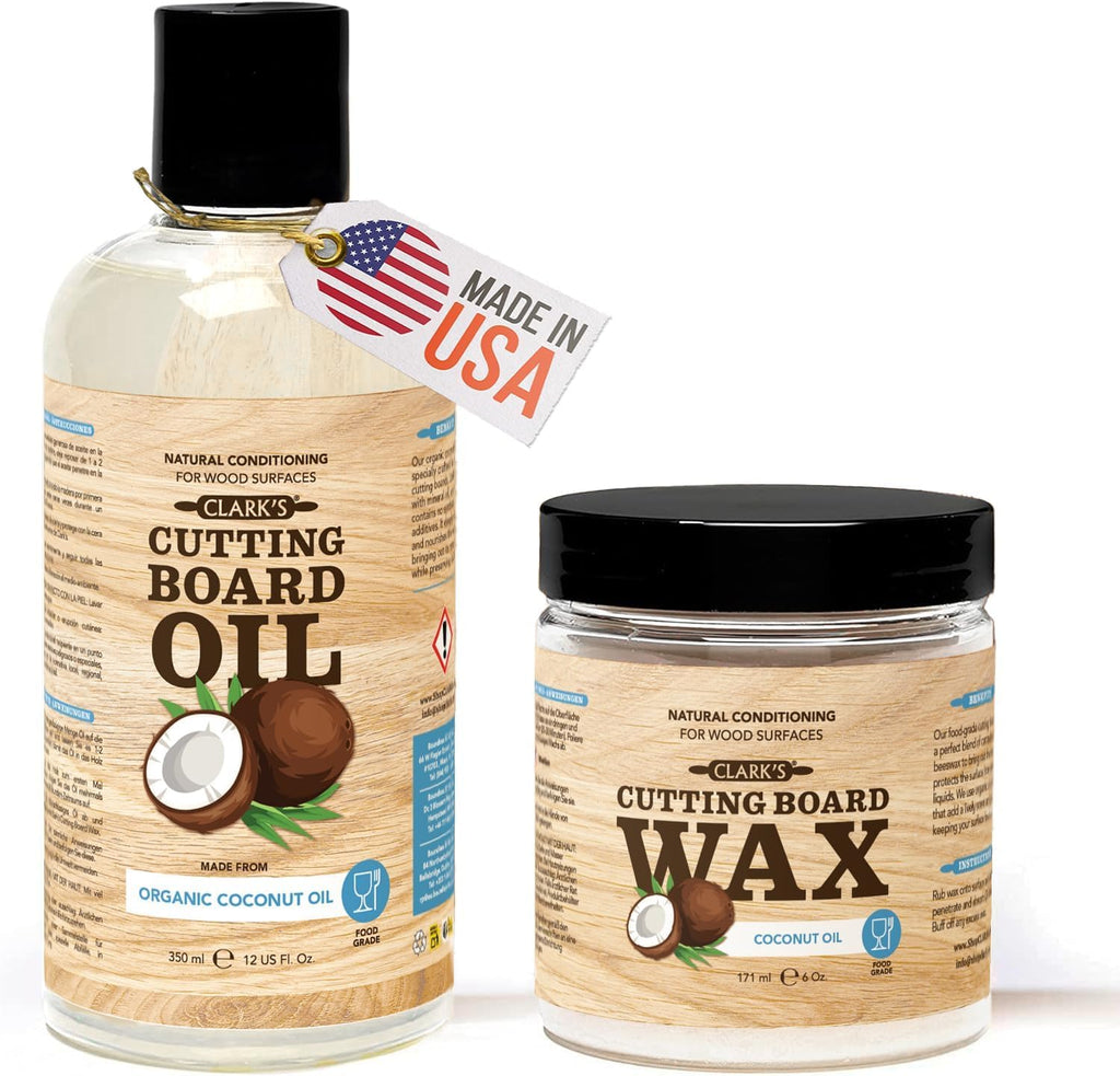 CLARK'S Cutting Board Oil & Wax Kit, Orange Lemon Scent, Food Safe - 2 Pack