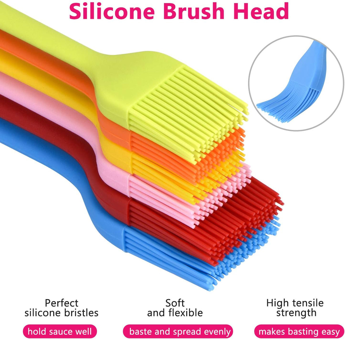 Hhyn Silicone Basting Brush Set 6 Pack, 2 Large & 4 Small
