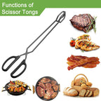 HINMAY 16" Extra Long Stainless Steel Scissor Tongs (Black)
