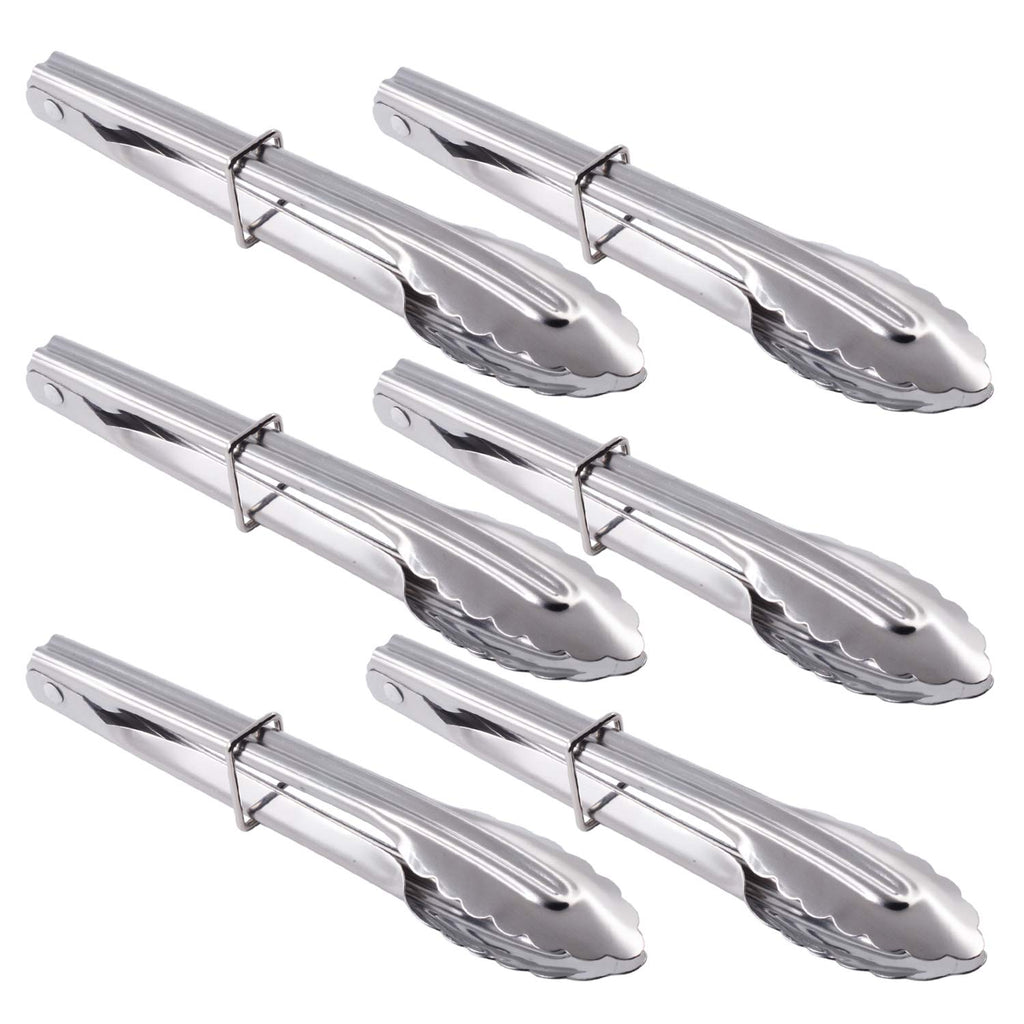 HINMAY Small Tongs with Silicone Tips 7-Inch Mini Serving Tongs, Set of 6
