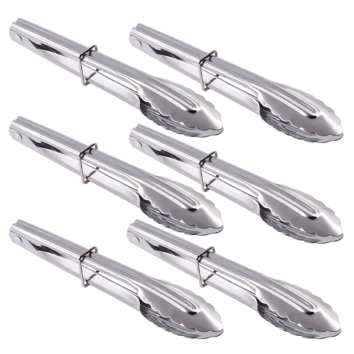 HINMAY Small Tongs with Silicone Tips 7-Inch Mini Serving Tongs, Set of 6