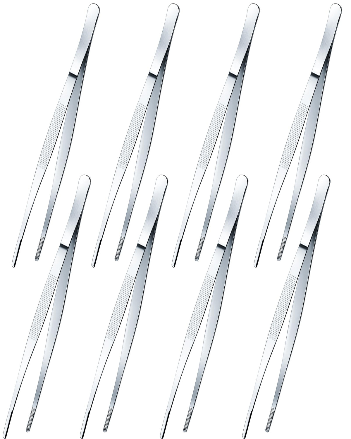 Yaomiao 4 Packs 12 Inch Cooking Tweezers Bar Kitchen Tongs, Silver