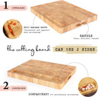 End Grain Cutting Board, Extra Large & Thick, End Grain Built-In Compartment and Juice Canal, Heavy Duty Chopping Board, Thick Carving Board for Bread Fruits Meat (17x13 Inches)