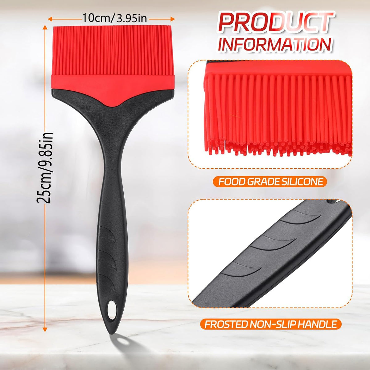 Large Silicone Basting Pastry Brush - 3.95inch Extra Wide Silicone Basting Brush for Grilling,Heat Resistant Brushes Spread Oil Butter Sauce for Cooking Baking BBQ,Dishwasher Safe,Set of 2