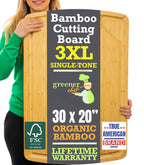 ENORMOUS 30 x 20 Organic Extra Large Cutting Board with Lifetime Replacements – Wood Bamboo Chopping Board - Wooden Butcher Block Cutting Board for Carving Turkey, Grilling Brisket and BBQ