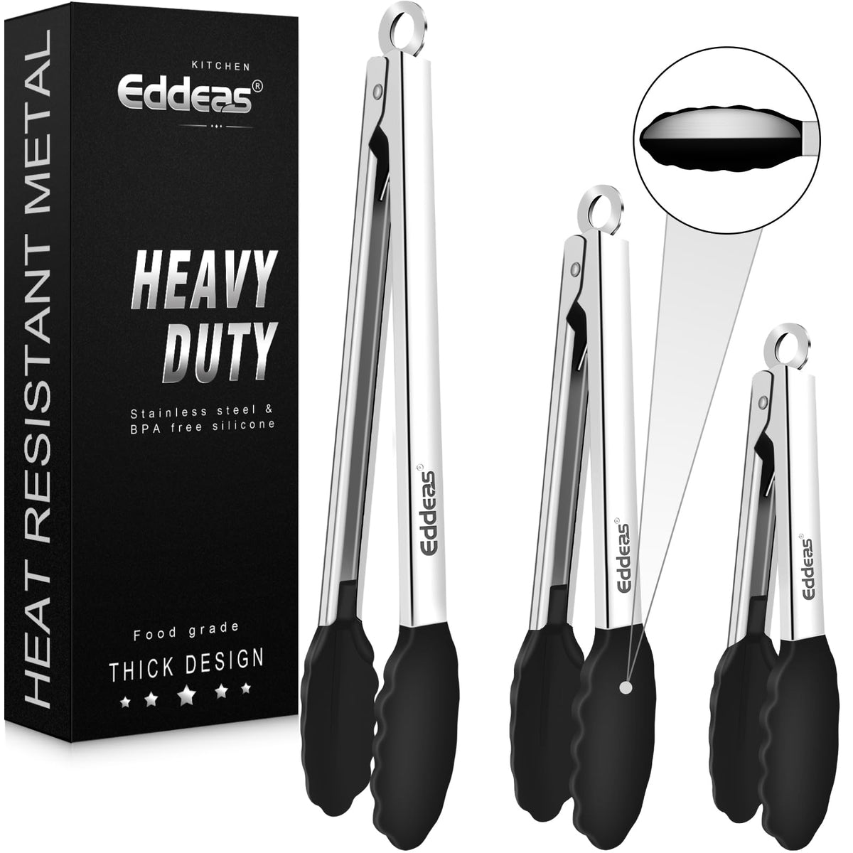 Metal Tongs For Cooking Up To 600°F Kitchen Tongs 2PCS - 9", 12 inch