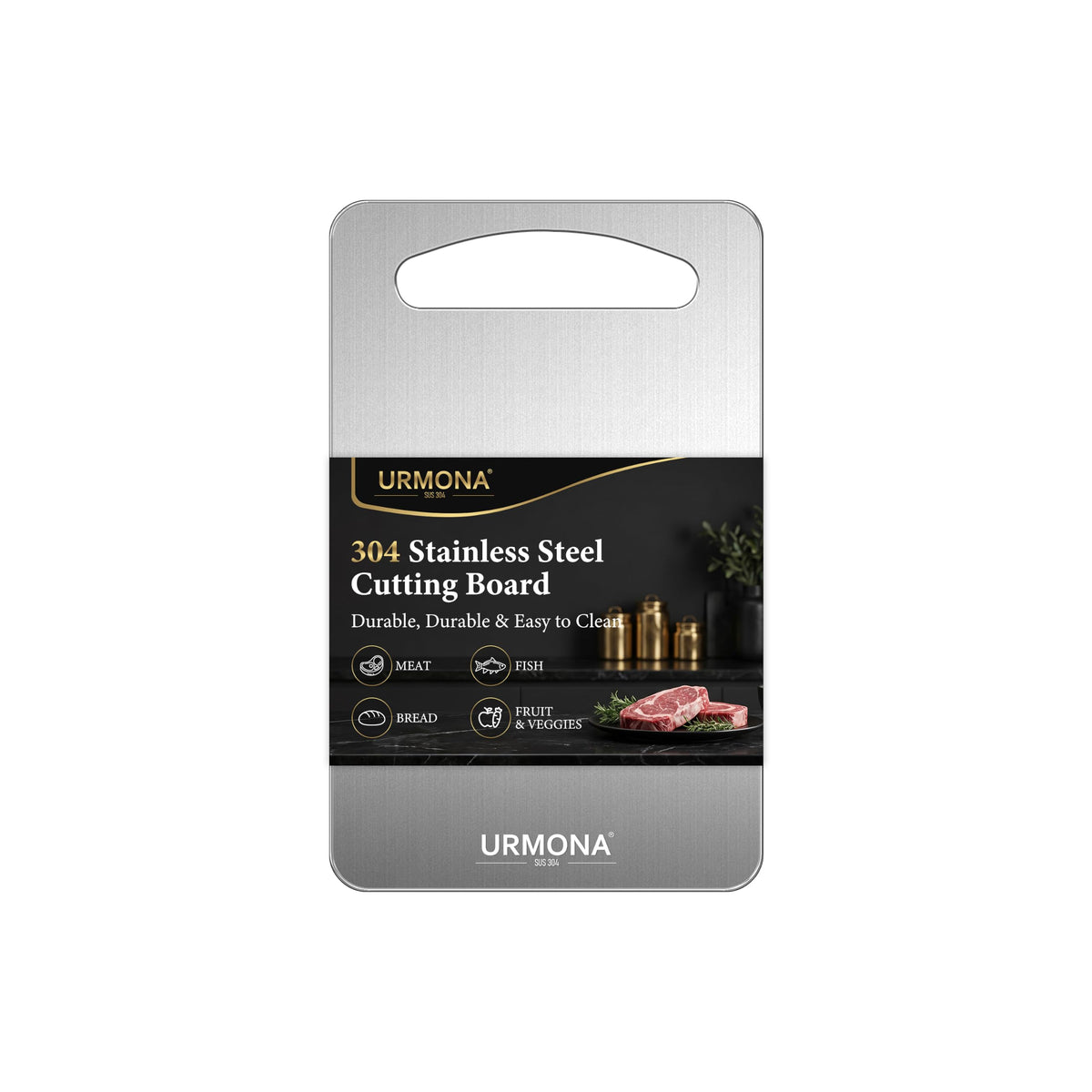 URMONA 3 PCS 304 Stainless Steel Cutting Board Set for Kitchen
