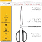 HINMAY Stainless Steel Scissor Tongs Cooking Tongs Set, Set of 3 (Black Handle, 10" 12" 16")