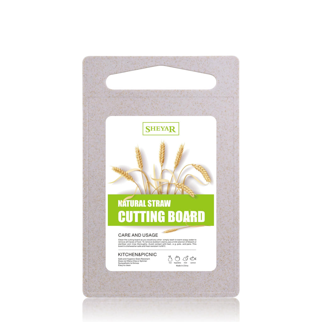 Cutting Board for Kitchen, Wheat Straw Fiber Cutting Board, Dish Washer Safe, w/Juice Grooves for Meat, Veggies, Easy Grip Handle, Non-slip Surface Eco-friendly Serveware Accessories （10‘x6.3’）