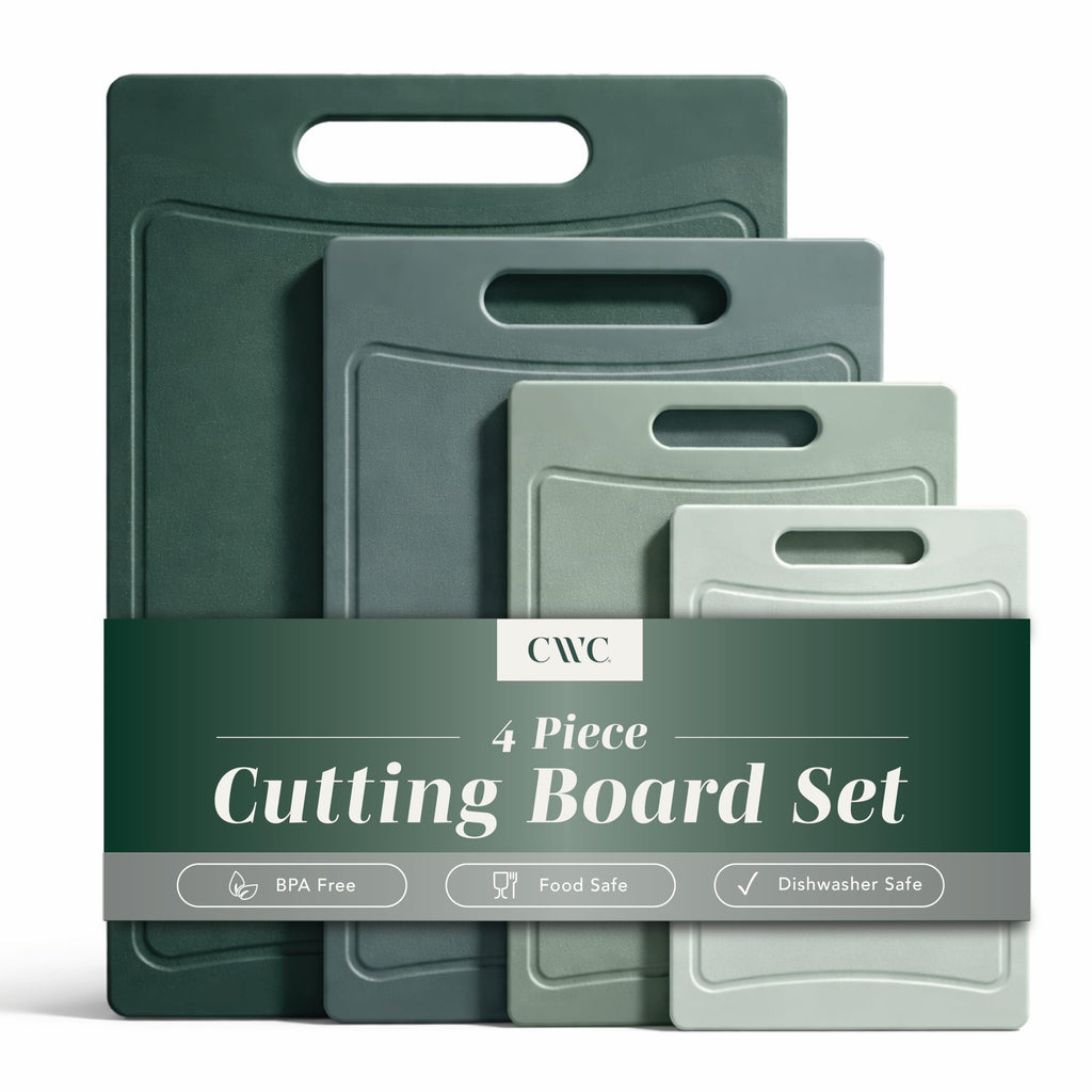 COOK WITH COLOR Non-Slip Cutting Board Set – Kitchen Essentials with Easy Grip Handle for Meat, Veggies, and Fruits, 4 Cutting Boards, Black