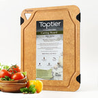 Cutting Board, Toptier Wood Fiber Cutting Board for Kitchen, Non-Slip Kitchen Wood Chopping Board, Reversible, Eco-Friendly, Natural Wood Fiber, Medium Cutting Board, 14.5 x 11-inch, Natural Slate
