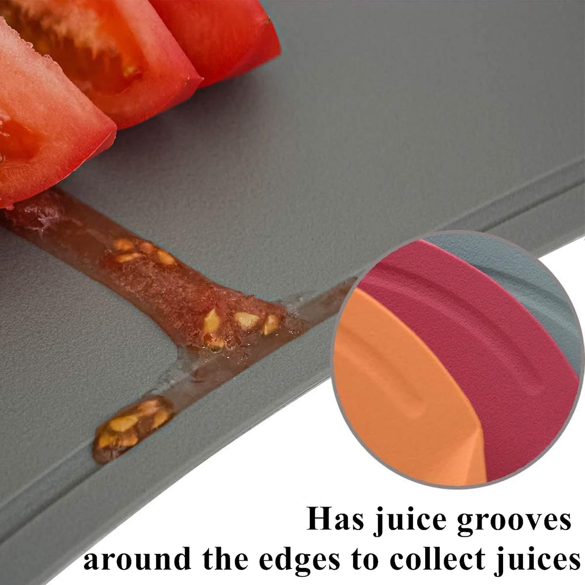 doblé Non-Scratch Flexible Cutting Board for Chopping, Scratch Free Juice Grooves with Easy Grip Handle, Non-Slip Dishwasher Safe for Kitchen (Large (15.6" x 10.7"), Space gray)