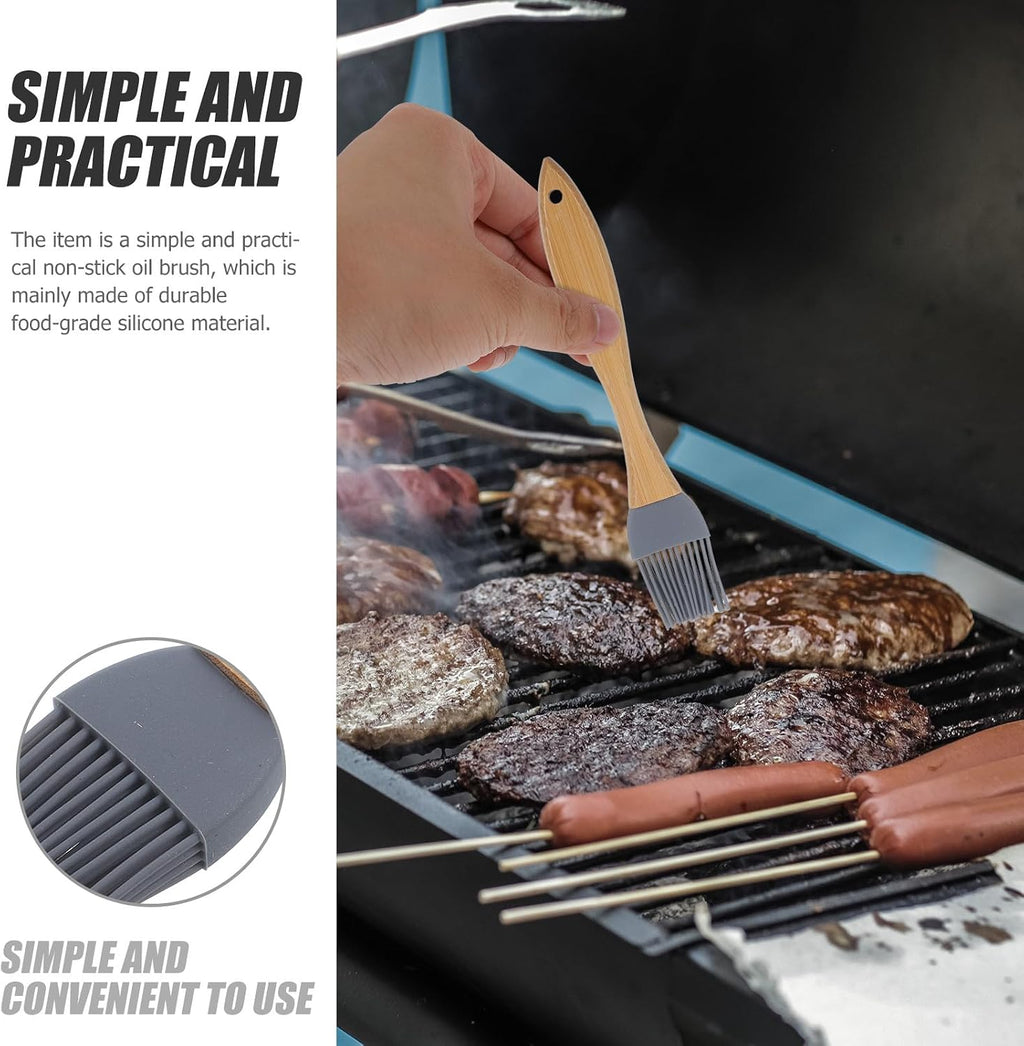 Food Grade Silicone Oil Brush with Wooden Handle Barbecue