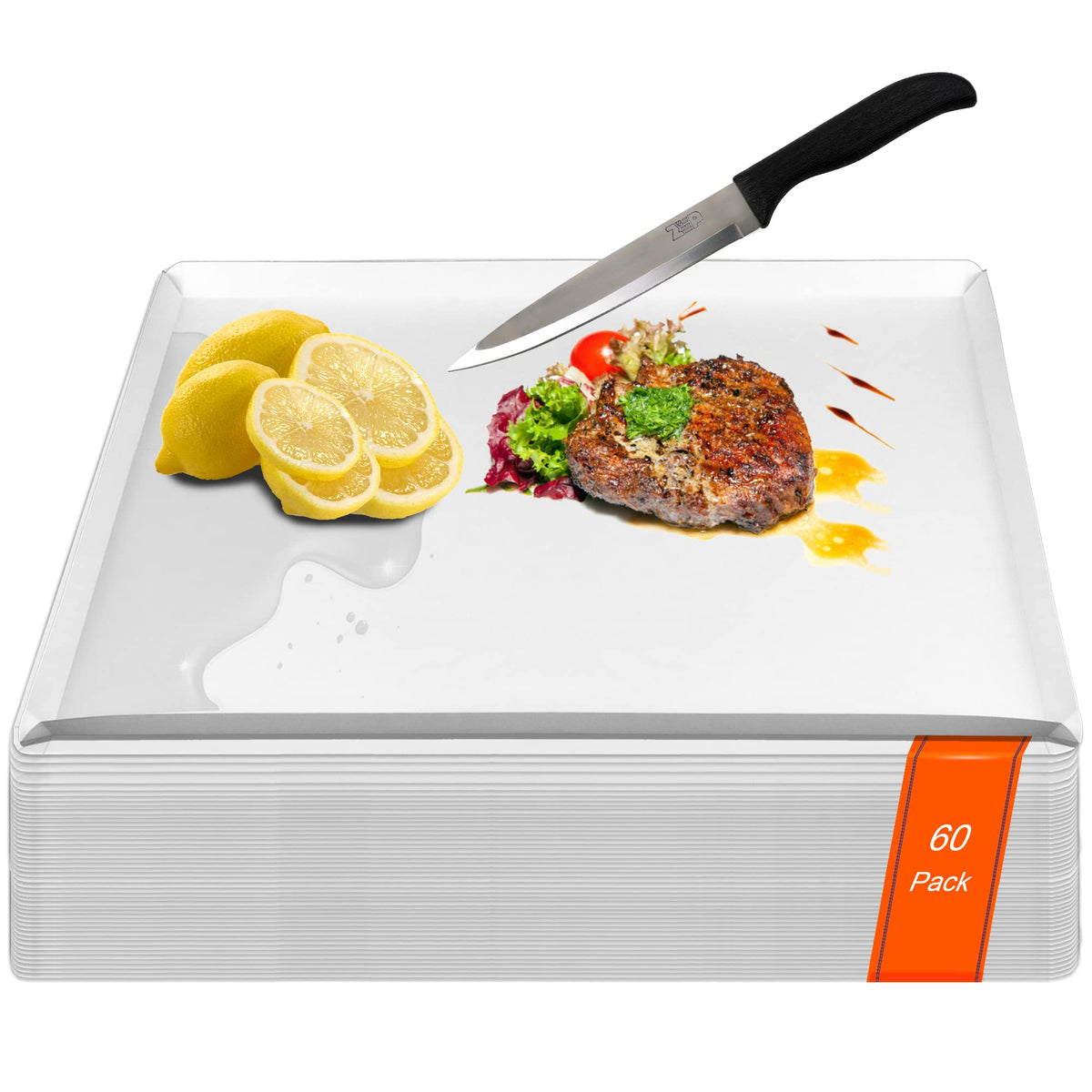 ZVP Disposable Cutting Boards 30 Count, Collapsible Cutting Board Sheet with Built-in Crease, Flexible Plastic Cutting Mat for Kitchen and Commercial Use, 17 x 12 In White