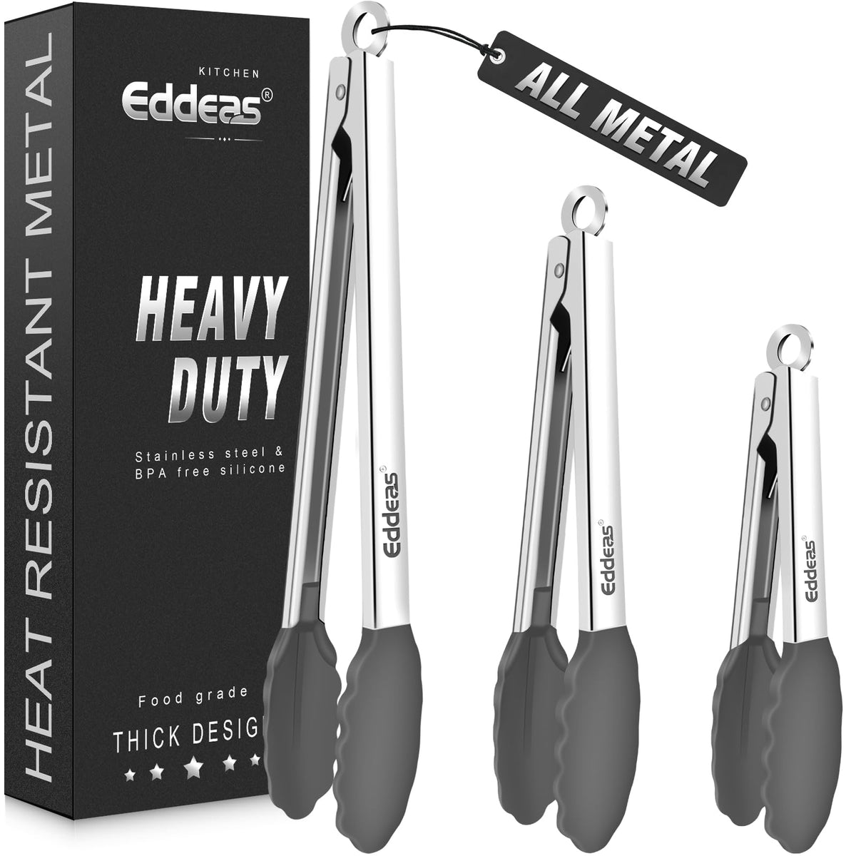 Metal Tongs For Cooking Up To 600°F Kitchen Tongs 2PCS - 9", 12 inch