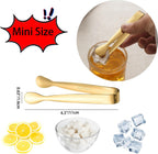 8PCS Gold Mini Metal Tongs,4.3"/11cm,Stainless Steel 304,for Ice Cube,Sugar