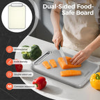 Sumzzz Stainless Steel Cutting Board for Kitchen, 2-in-1 Double-Sided Chopping Board, Dishwasher Safe, Food Grade Stainless Steel/PP, Easy to Clean, Large Size, Non-Slip, 16"×11"