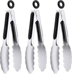 7-Inch Stainless Steel Kitchen Tongs Set, for Cooking Serving (7", 3PCS)